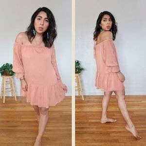 JUST PEACHY BLUSH HALTER TUNIC DRESS